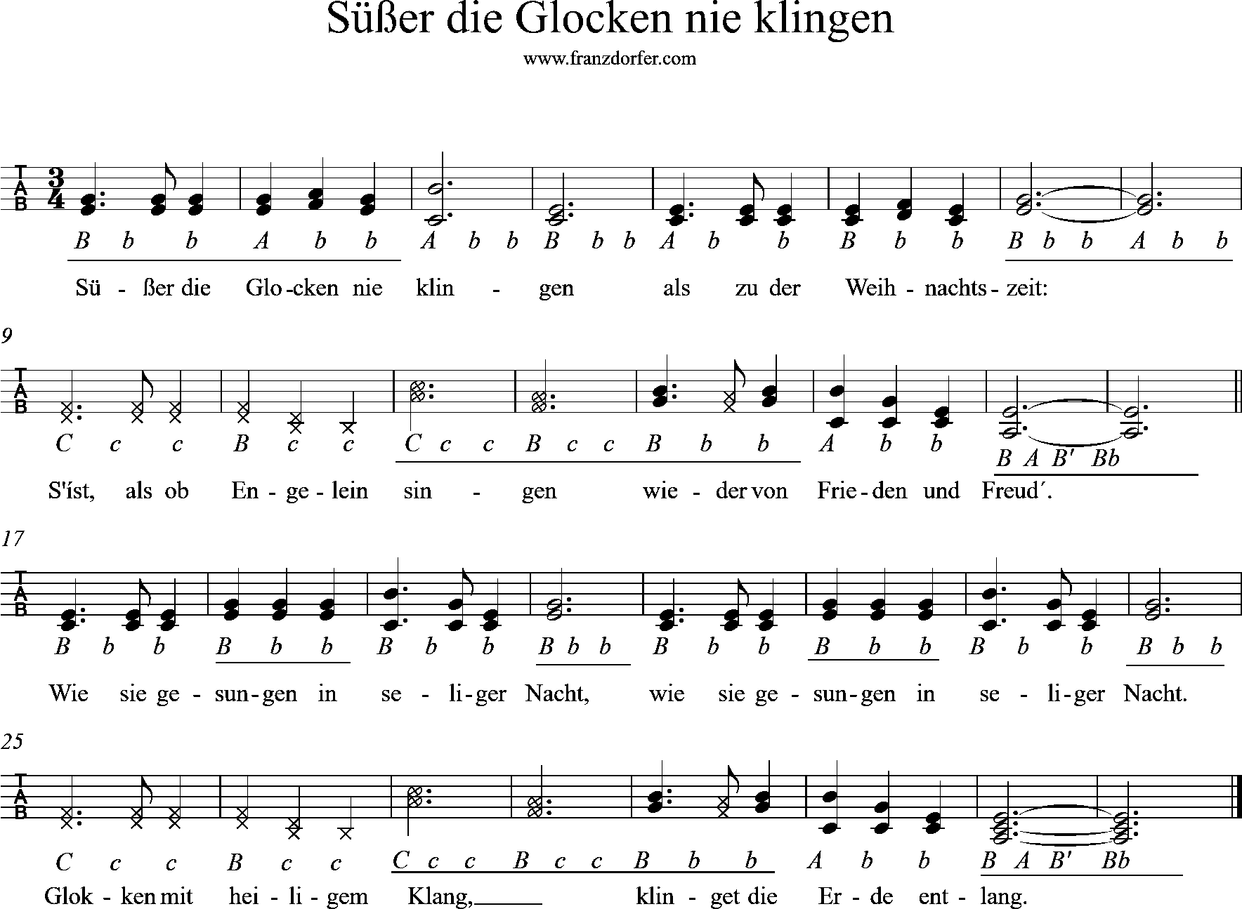 Griffschrift, Ziach, Quetschn- Süßer die Glocken nie klingen Steirische Harmonika lernen, Süßer die Glocken nie klingen
